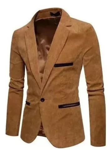 Blazer Masculino De Veludo Cotelê Sólido Slim Fit