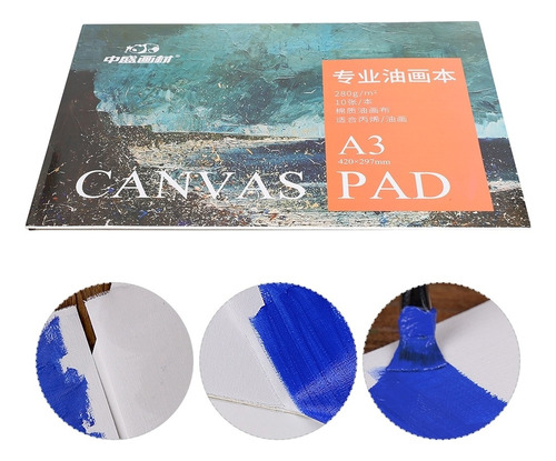 D A3 Canvas Pad Pintura A Óleo Livro De Papel Algodão