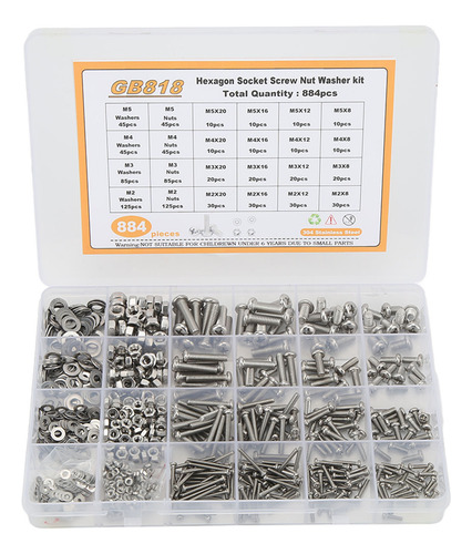 Juego De Tornillos Plano, 884 Piezas, Kit Surtido De Arandel