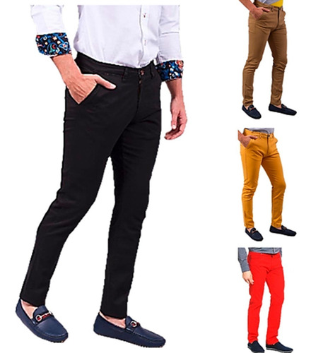Pantalones Caballeros Strech Slim Fit By Plutonio