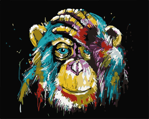 Kit Lienzo Para Pintar Por Números Enmarcado Gorila Mico