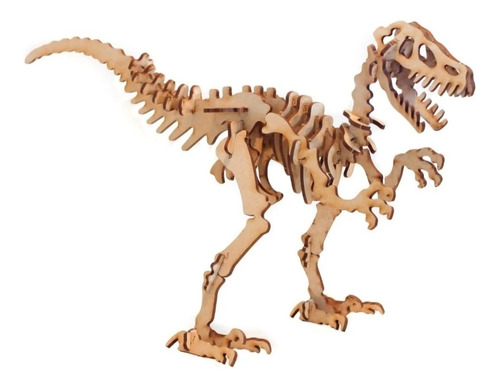 Imagen 1 de 5 de Esqueleto Dinosaurio Velociraptor Madera P Armar 3d La Plata