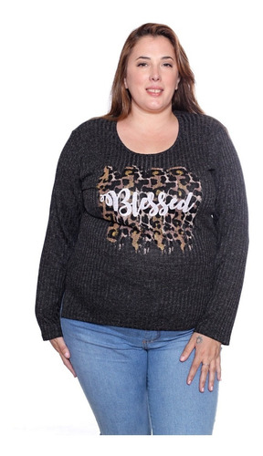 Imagen 3 de 7 de Remera Mujer Manga Larga Lanilla Talle Super Grande Art 2682