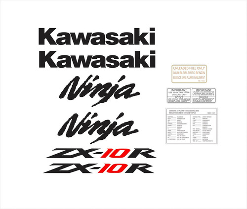 Kit Adesivos Moto Kawasaki Ninja Zx-10r 2009 Branca Ca-16003 Cor Não aplica
