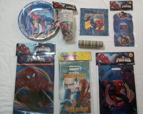 Kit Manteleria Disney Spiderman Araña Fiesta Infantil 84 Pzs