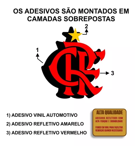 Kit 2 Adesivos Vinil Refletivo Carro Flamengo Crf Futebol