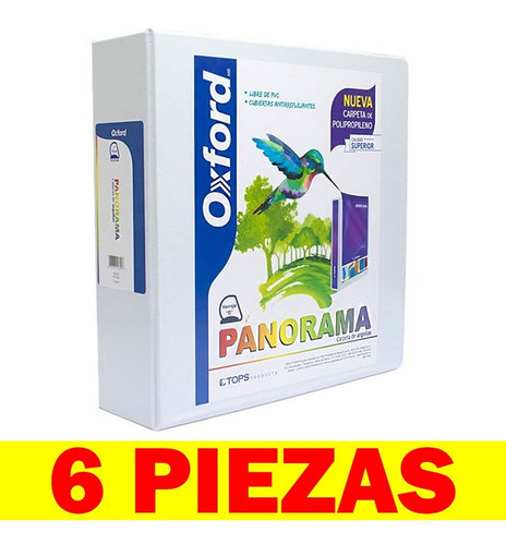 Caja Con 6 Carpetas De Aros 3 Pulgadas, Blanca Carta Grande