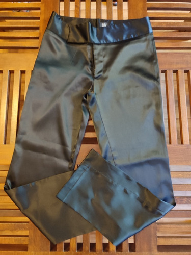 Pantalón De Satén Negro Spy, Talle S, Buen Estado