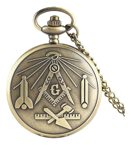 Reloj De Bolsillo De Cuarzo Retro Masonería Masónica De Cobr