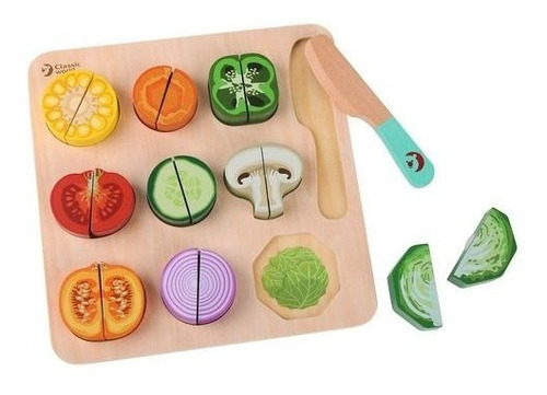 Frutas Vegetales Puzzle Cortar Abrojo Madera Classic World