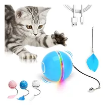Comprar Zggs Juguetes Eléctrico Para Gatos, Pelota Interactiva Para Gato, 360° Bola Automática, Luz Led, Juguete De Mascota Recargable Usb Con Plumas Y Campanas, Para Juguete De Ejercicio Para Gatos Y Perros