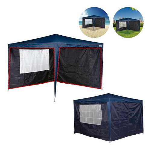 Conjunto 4 Parede Oxford Para Gazebo 3 X 3 Metros Azul - Mor