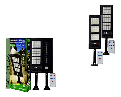 Lampara Led 20w 1400lm Panel Solar Luz Fria 6500k 2 Piezas