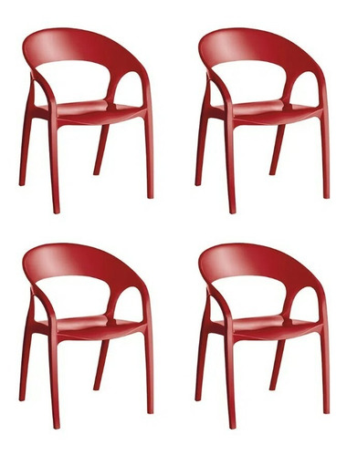 Cadeira de jantar Kappesberg Glass Plus, estrutura de cor  vermelho, 4 unidades