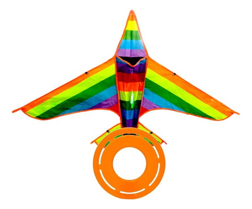 Combo Barrilete Cometa Avion Arco Iris Rayado + Frisbee