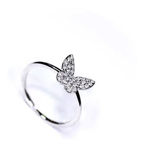 Anillo Ajustable Plata S925 Bonito - Mariposa Circonio