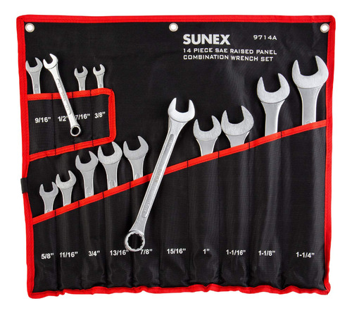 Sunex 9714a Sae, Juego De Llaves Combinadas, 14 Piezas