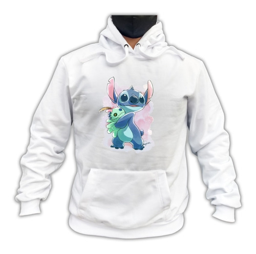 Sudadera Con Capucha Stitch Acuarela Muñeco Unisex