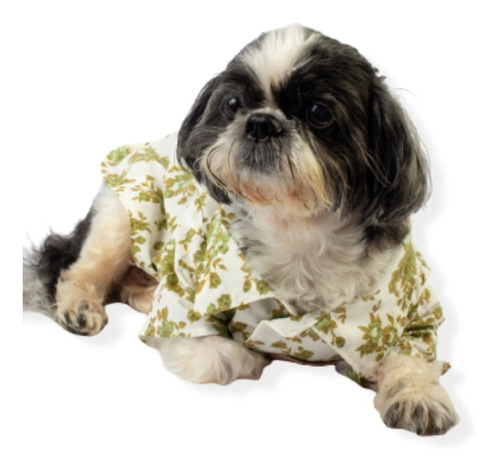 Camisa Pet Be Free Branca Folhas E Flores Da Petecco