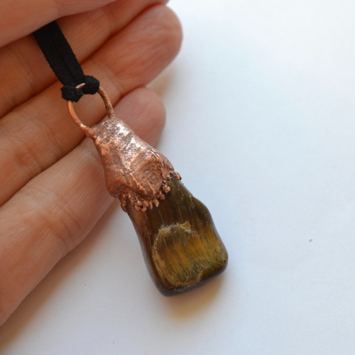 Imagen 3 de 4 de Collar Ojo De Tigre Y Cobre, Piedra Semipreciosa Natural