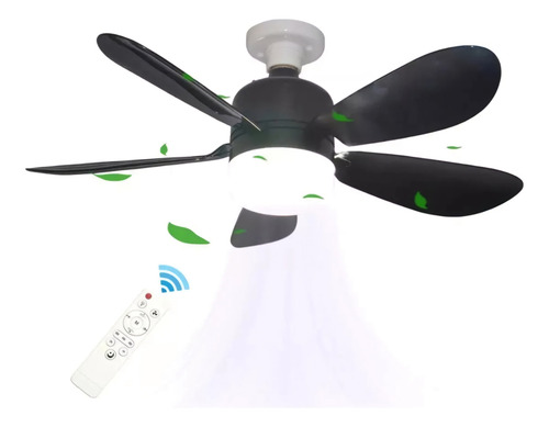 Ventilador De Techo Con Luz Led 5 Aspas Y Control Remoto 52 Cm Negro Negro Plástico 5