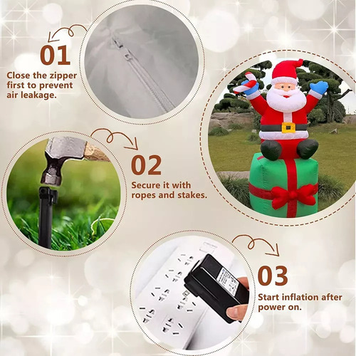 1.8m Inflable Navidad Navideño Papá Noel Con Regalos Luz Led
