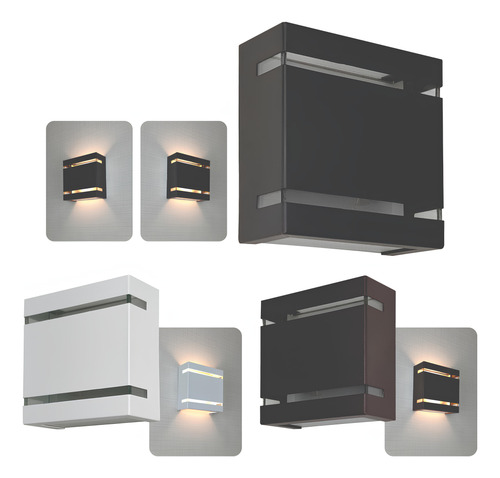 Arandela Externa Muro Parede Moderna 2 Fachos 2 Frisos + Led