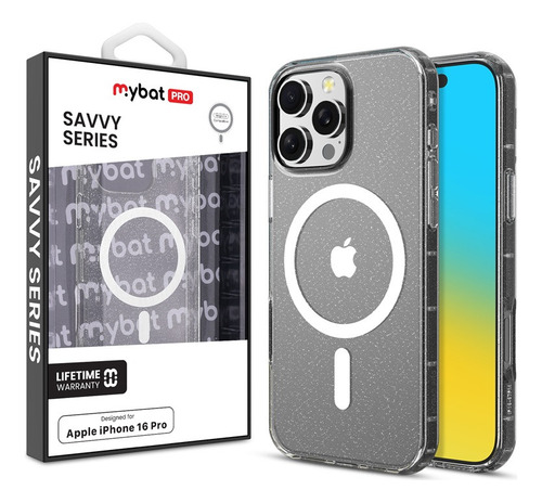 Funda Para Iphone 16 Pro Transparente Glitter Mybat Transparente Funda Magsafe Mybat Pro Savvy Seriee Iphone 16 Pro- Altamente Transparente Transparente / Transparente Transparente