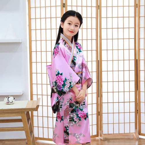 Niños Niñas Ropa Kimono Bata Traje Japonés Manga Larga