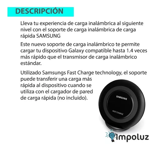 Cargador Inalambrico Qi Samsung Original Carga Rapida - Impoluz