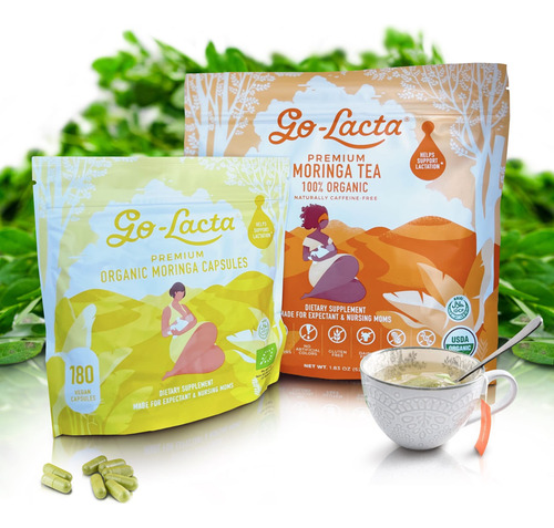 Go-lacta Paquete Orgánico Cápsulas Y Té De Moringa 180+16