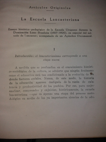 La Escuela Lancasteriana 1a. Edicion 1954 Jesualdo Sosa + Ap