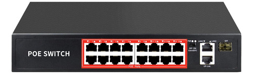 Interruptor Poe Con 16 Puertos Poe + 2 Gigabit De Enlace Asc