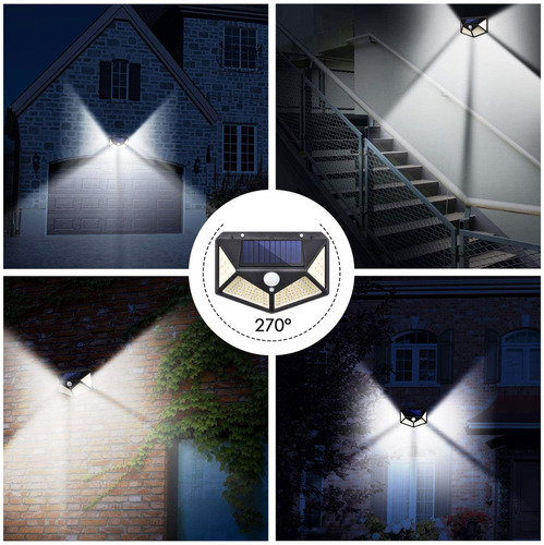 Imagen 8 de 10 de Pack X4 Reflector Led Panel Solar Sensor Movimiento 100 Leds