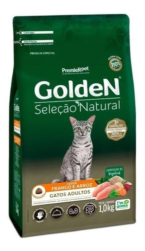 Ração Golden Seleção Natural Gatos Adulto Frango 1kg 