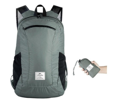 Morral Bolso Mochila Plegable Ultraligera Naturehike 18 L Color Gris