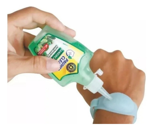 Pulseira De Bio Segurança Com Frasco De Álcool 70 Cor Branco