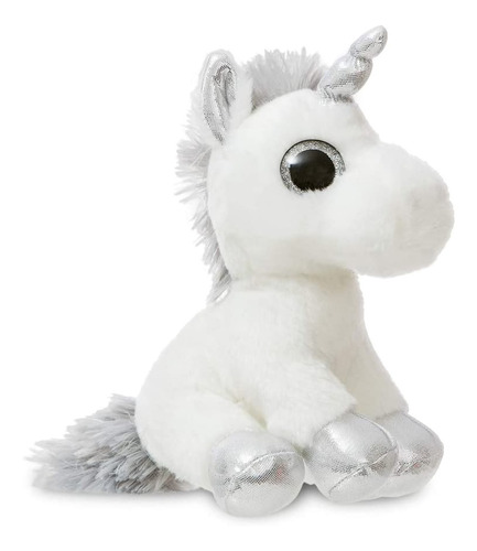 Imagen 5 de 10 de Peluche Unicornio Plateado Aurora Super Suave Felpa Juguete