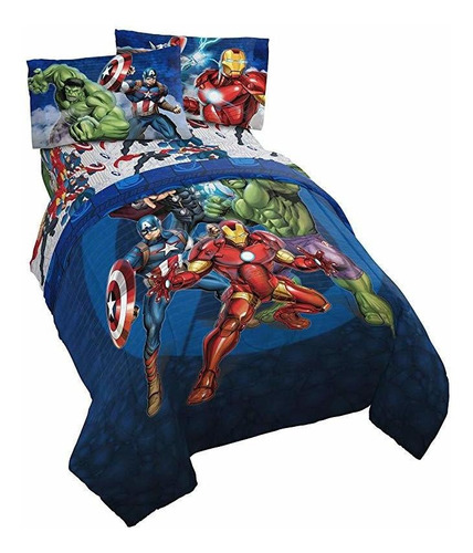 Jay Franco Marvel Avengers Círculo Azul Juego De Cama, Compl