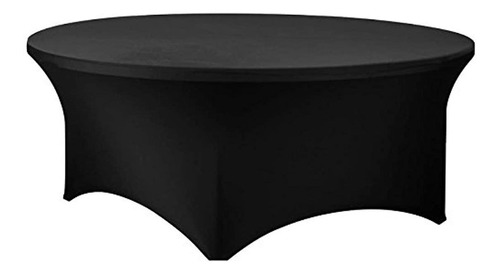 Mantel Redondo De Licra De 72.0 In., Negro