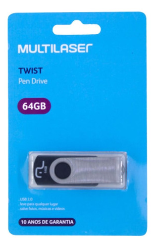 Pen Drive 64gb Usb Multilaser Twist - Pd590