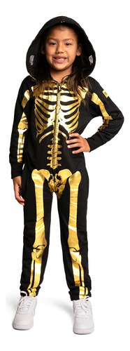 Disfraz De Esqueleto Dorado Para Sin Genero Talla Xl-negro
