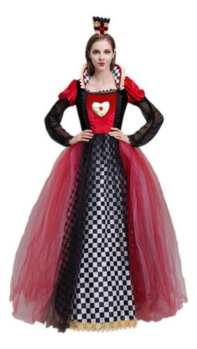 2024 Disfraz De Halloween Reina De Corazones Vestido De