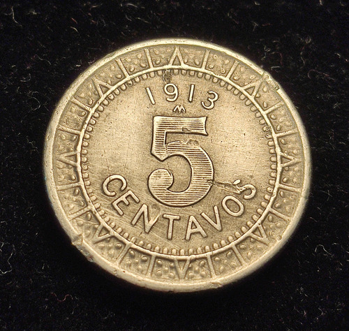 Moneda 5 Centavos 1913 En Niquel, Águila Porfiriana.