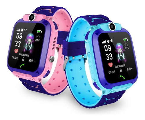 Q12 Niños Smartwatch 2g Full Hd Lcd Smartwatch Con Cámara Soporte Chip Sim, Música, Juegos X60 Color Rosa Azul 2g Smartwatch Sos Smartwatch