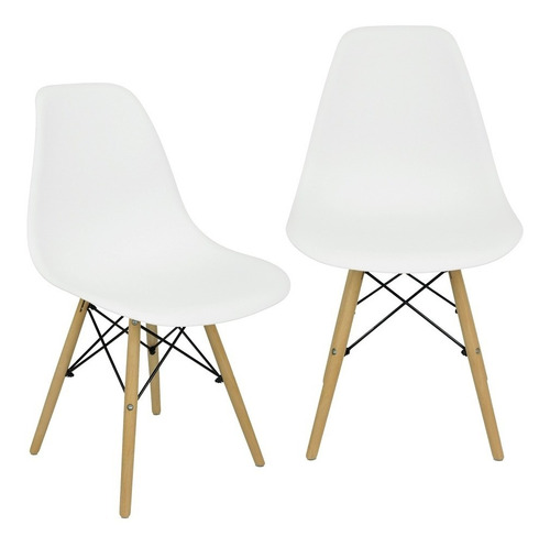 Kit 2 Cadeiras Charles Eames Eiffel Wood Design Varias Cores Cor Da Estrutura Da Cadeira $$$ Cor Do Assento Branco Desenho Do Tecido -