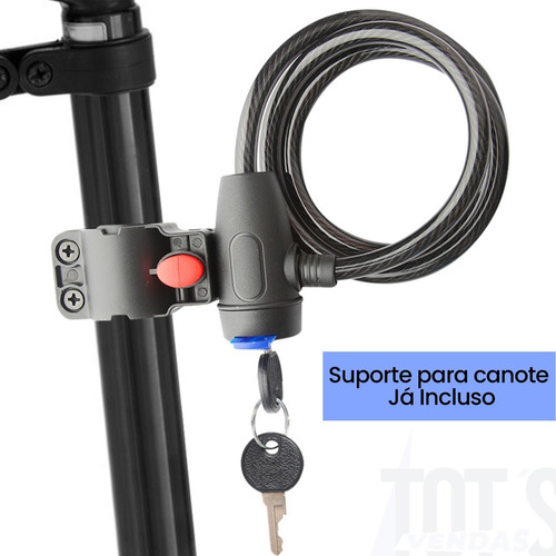 Corrente Com Cadeado Tonyon Trava Para Bicicleta + 2 Chaves