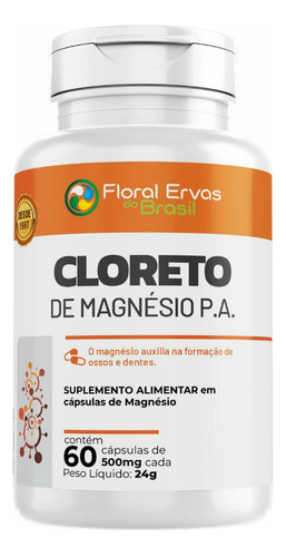 Cloreto De Magnésio P.a Floral Ervas Do Brasil - 60 Capsulas Sabor Sem Sabor