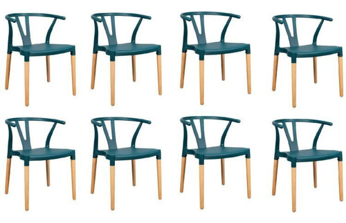 Conjunto 8 Cadeiras Polipropileno Wishbone Yescasa