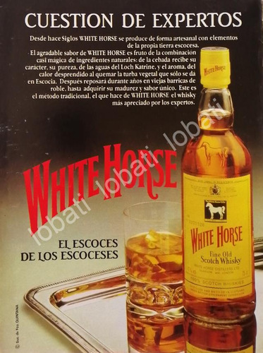 Cartel Publicitario Retro. Whisky White Horse 1980s 592 Raro